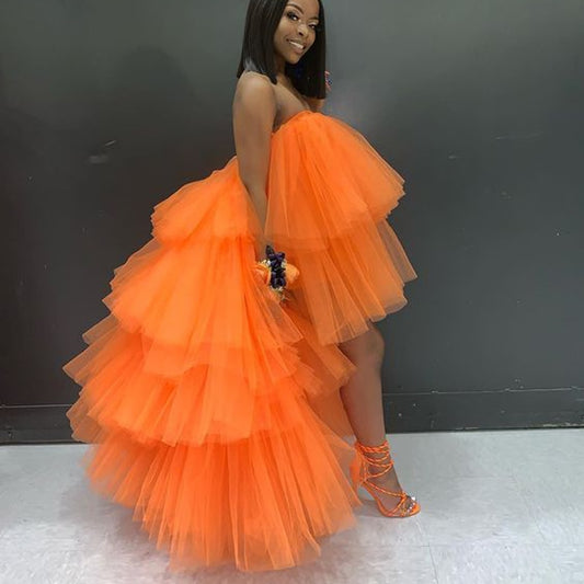 Party Dresses Tiered Ball Gown Cocktail Formal Dress Chic Orange 